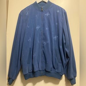 Blue snowflake bomber jacket